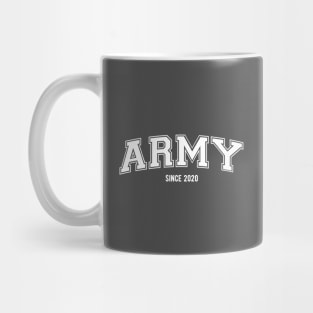 BTS Bangtan ARMY since 2020 varsity college text | Morcaworks Mug